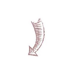 Hand-drawn arrow pointing downward in a sketch style.